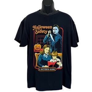 Halloween Safety A Sitter's Guide Michael Myers Horror‎ Scary Movie Tee Size XL